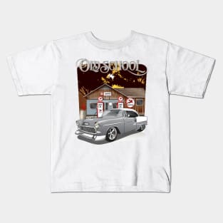 1955 Silver Gray Chevy Bel Air Old School Kids T-Shirt